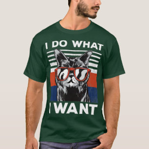 I Do What I Want Cat Kitty Vintage Black Cat Retro T-Shirt