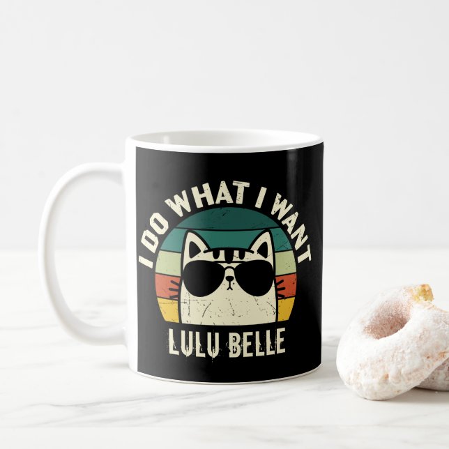I Do What I Want Cat Lover Personalised Coffee Mug (With Donut)
