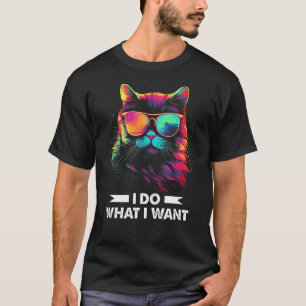 I Do What I Want Cat With Sunglasses Vaporwave 80s T-Shirt