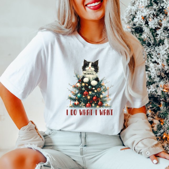 I Do What I Want Christmas Cat T-Shirt (Creator Uploaded)