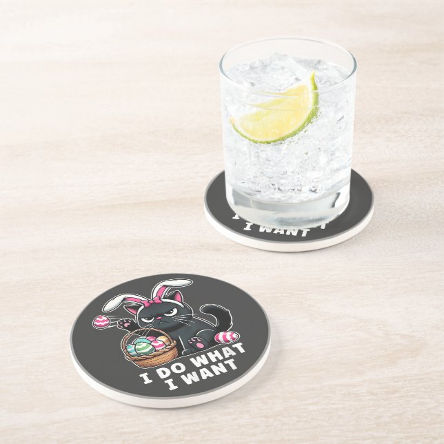 i do what i want Easter Cat Coaster (Side)