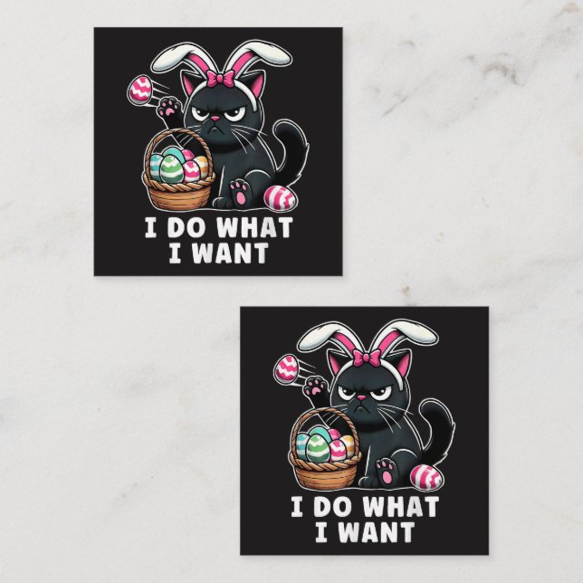 i do what i want Easter Cat Square Business Card (Front/Back)