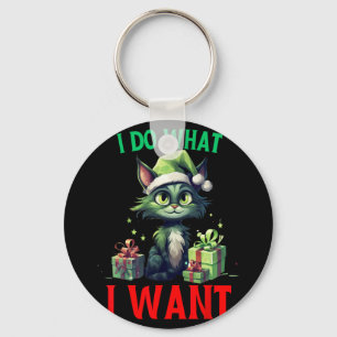 I Do What I Want Fun Cats Christmas Cat Ugly Xmas Key Ring