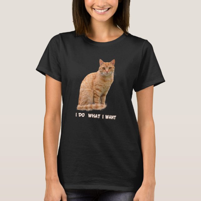 I Do What I Want Funny Orange Tabby Cat Lovers T-Shirt (Front)