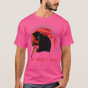 I Do What I Want Halloween Murderous Cat With Knif T-Shirt