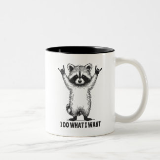 I Do What I Want Raccoon Two-Tone Coffee Mug