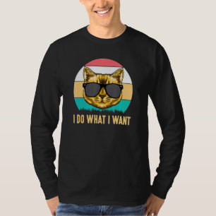 I Do What I Want Retro Cat With Sunglasses Cat T-Shirt