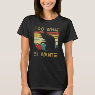 I Do What I Want Vintage Black Cat Red Cup  Cat T-Shirt