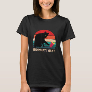 I Do What I Want Vintage Black Cat Red Cup Funny C T-Shirt