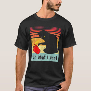 I Do What I Want Vintage Black Cat T-Shirt