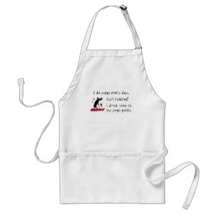 I Do Yoga Every Day Funny Wine Quote with Cat Standard Apron
