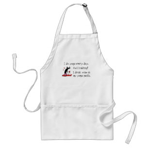 I Do Yoga Every Day Funny Wine Quote with Cat Standard Apron