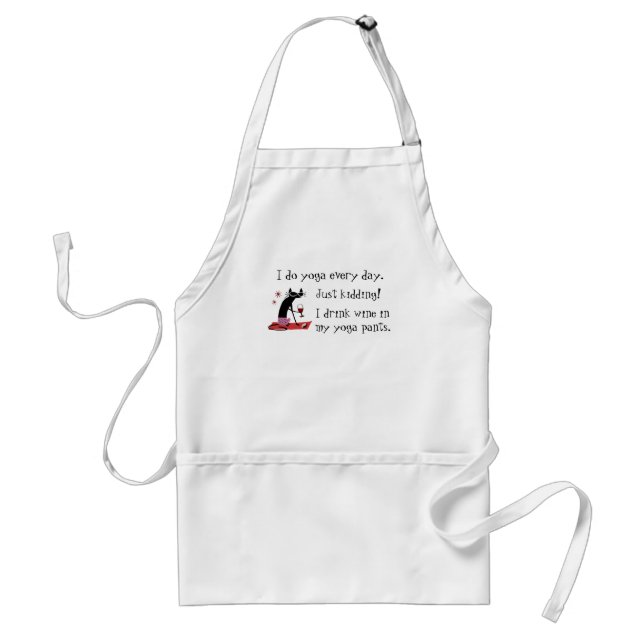 I Do Yoga Every Day Funny Wine Quote with Cat Standard Apron (Front)