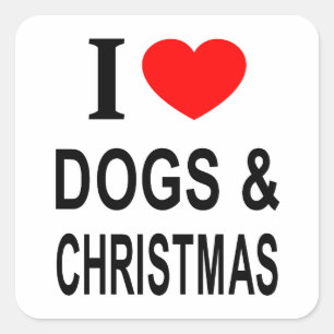 I ❤️ DOGS & CHRISTMAS I LOVE DOGS & CHRISTMAS I HE SQUARE STICKER