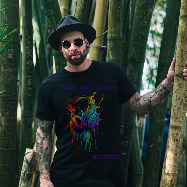 I don't age, I level up. Headset graphic. Editable T-Shirt (Creator Uploaded)