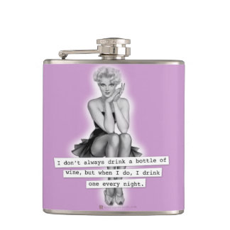 I Don't Always Drink Wine Retro PinUp Girl Hip Flask