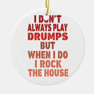 I don't always play drums funny retro sunset drumm ceramic tree decoration