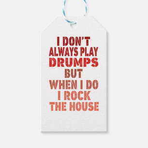 I don't always play drums funny retro sunset drumm gift tags
