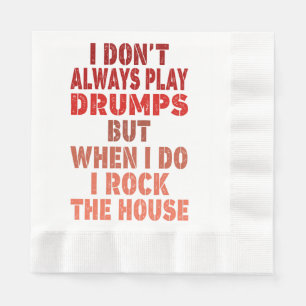 I don't always play drums funny retro sunset drumm napkin