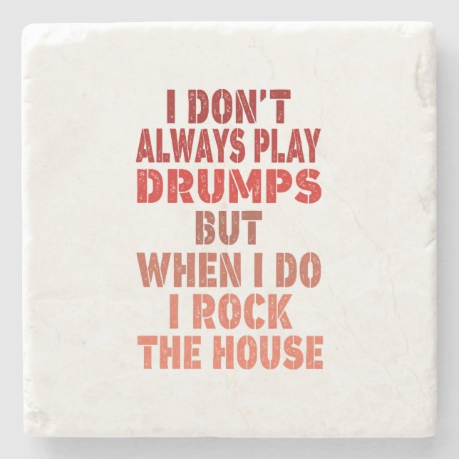 I don't always play drums funny retro sunset drumm stone coaster (Front)