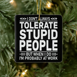 I Don't Always Tolerate Stupid People Funny Quote Ceramic Ornament