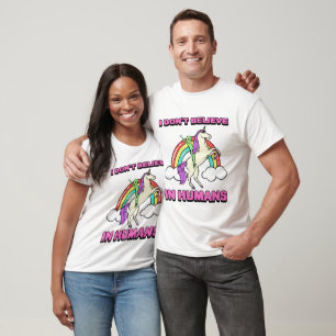 I Don't Believe In Humans, Gay Pride Unicorn Alien T-Shirt