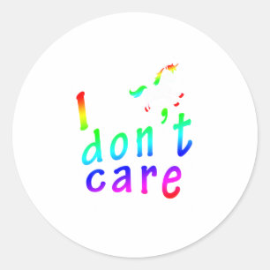 I Dont Care Flying Cute Unicorn Stars Rainbo Classic Round Sticker