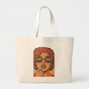 I Don't Care Retro Pop Art Jumbo Tote Bag