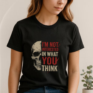 I don't care Tee; Fun Bold Skull Statement T-Shirt