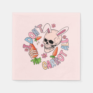 I Don't Carrot At All - Cute Skull Bunny & Easter  Napkin