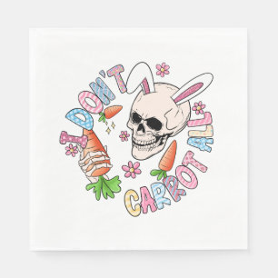 I Don't Carrot At All - Cute Skull Bunny & Easter  Napkin