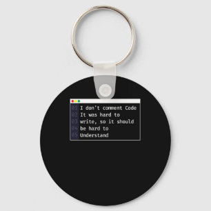 I Don't Comment Code Programmer Coding Key Ring