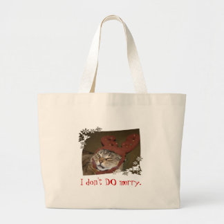 "I don't DO merry" cat-with-antlers bag