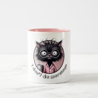I don't do mornings Black Cat Two-Tone Coffee Mug