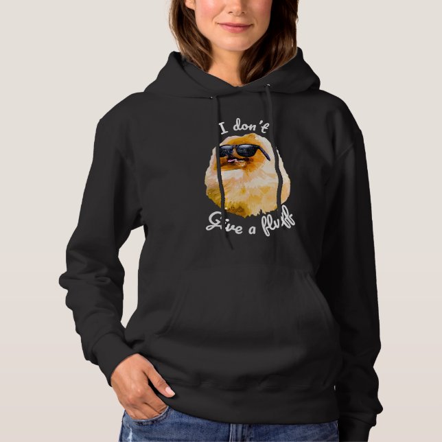 I Dont Five A Fluff Pomeranian Funny Black Grey Hoodie (Front)
