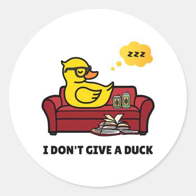 I Don't Give A Duck Pun Round Sticker (Front)