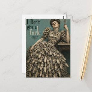 I Dont Give a Fork Faux Vintage Postcard