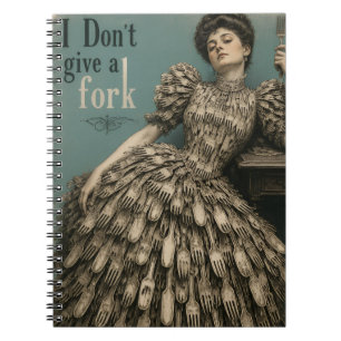 I Dont Give a Fork Faux Vintage Postcard Notebook