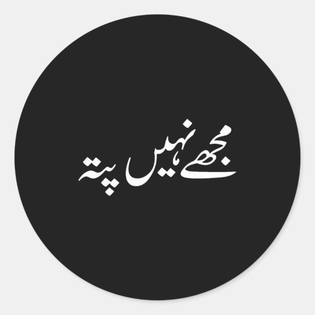 I Don't Know But In Urdu Funny Pakistani Saying  Classic Round Sticker (Front)