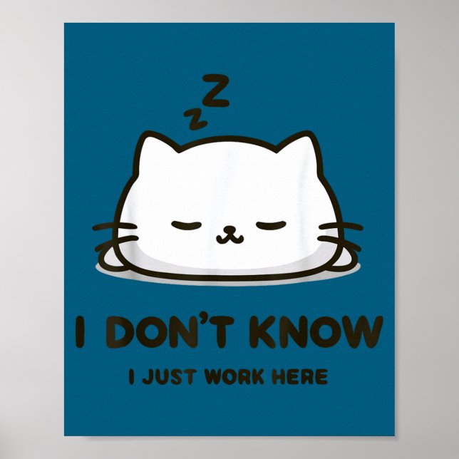 I don't know i work here funny sleeping meme cat  poster (Front)