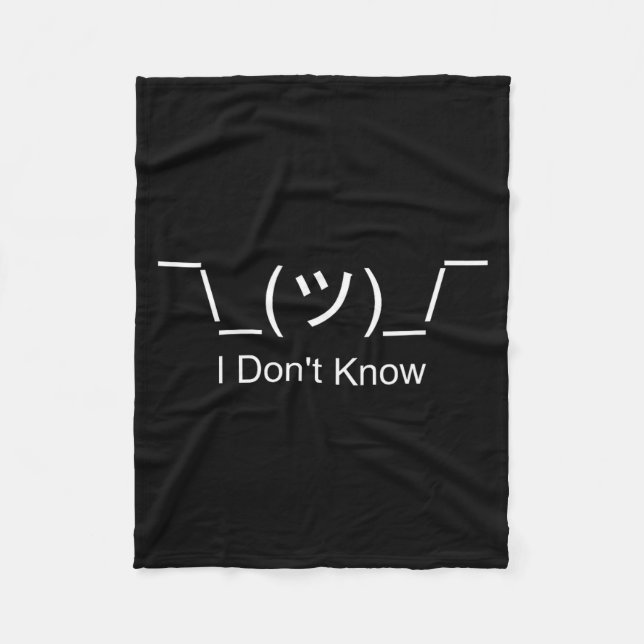 I Don't Know Shrug Humorous Ascii Emoticon  Fleece Blanket (Front)