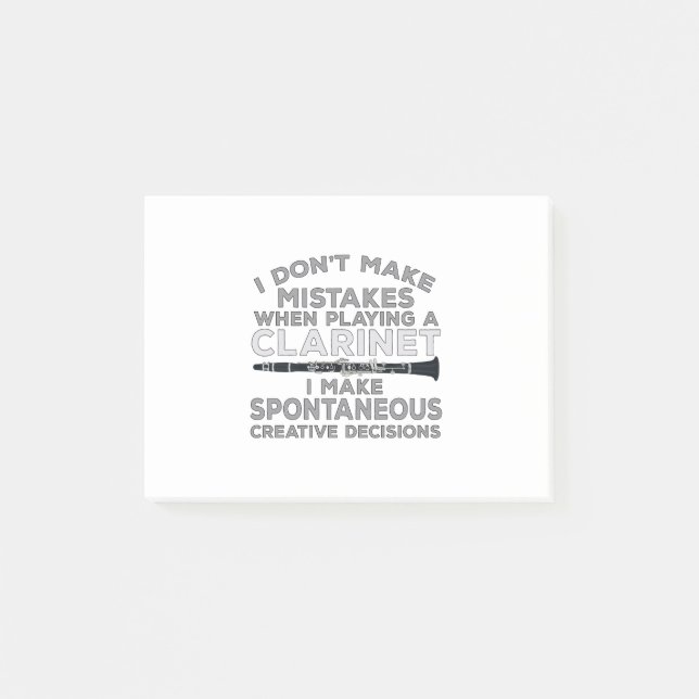 I Don't Make Mistakes When Playing Clarinet Post-it Notes (Front)