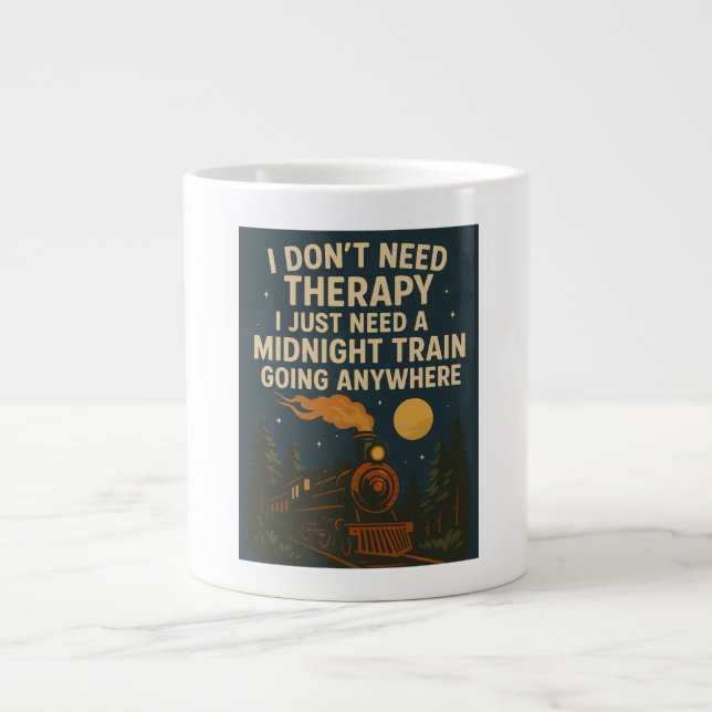 I don't need therapy, I just need a midnight train Large Coffee Mug (Front)