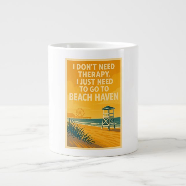 I don't need therapy, i just need Beach Haven Large Coffee Mug (Front)