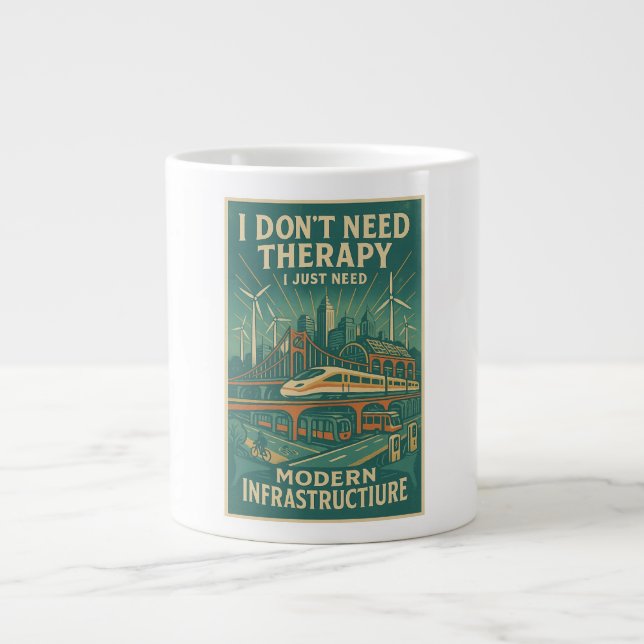 I don't need therapy, I need modern infrastructure Large Coffee Mug (Front)
