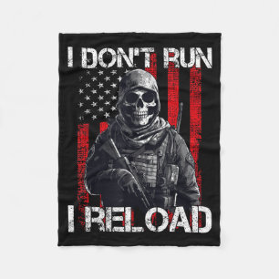 I Don't Run I Reload, Us Flag For A Patriotic Gun Fleece Blanket