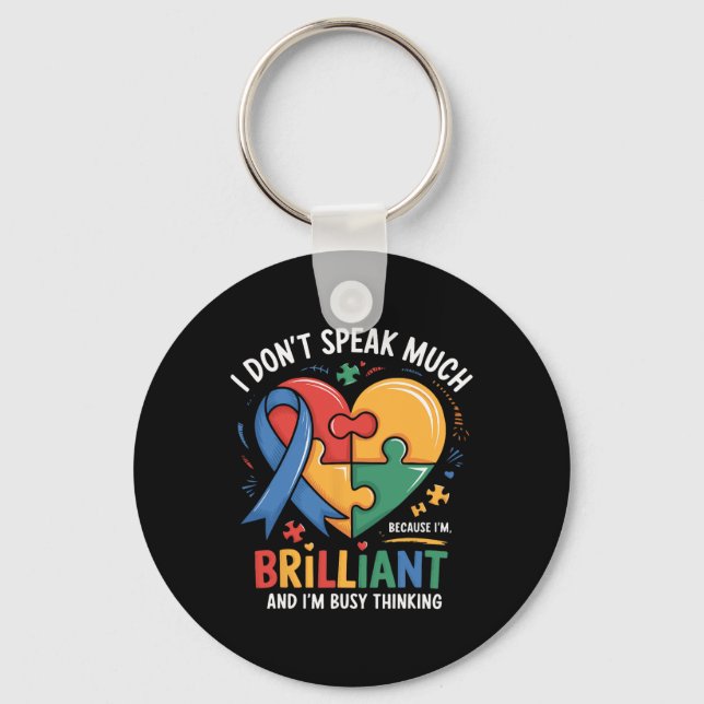 I Dont Speak Much Brilliant Autism Autistic Boy Gi Key Ring (Front)