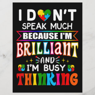 I Dont Speak Much Brilliant Autism Autistic Custom Letterhead