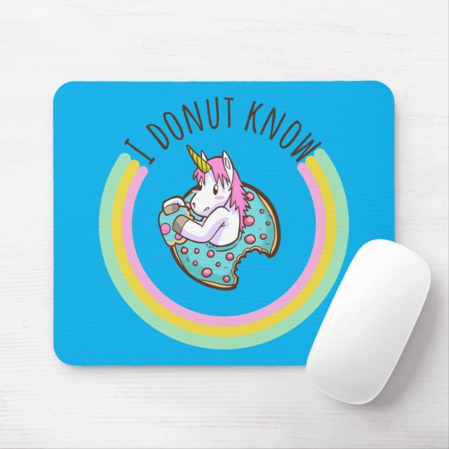 I Donut Know | Unicorn Mouse Mat (With Mouse)