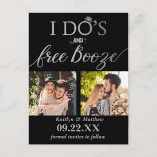 I Do's & Free Booze Modern Wedding Save The Date Announcement Postcard